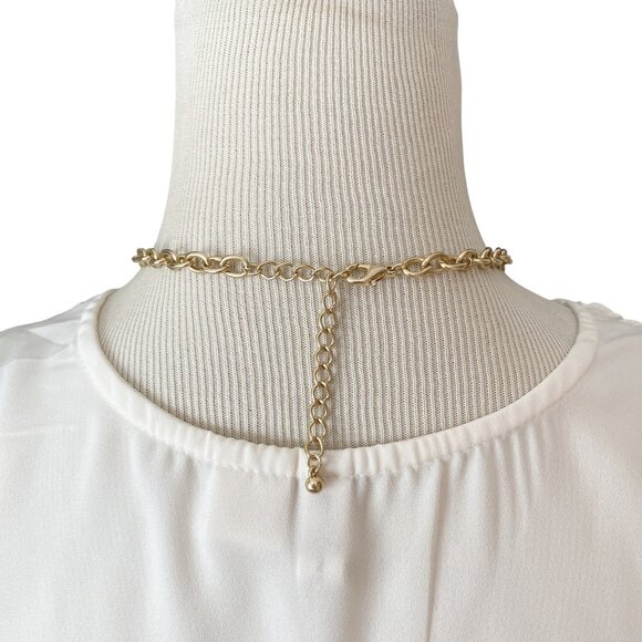 Black Lucite Rose Bib Statement Necklace with Rhinestones Adjustable Length - Picture 4 of 5